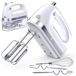 Batedeira Elétrica de 5 Velocidades com 5 Acessórios de Aço Inoxidável, 110V 400W, LILPARTNER, Branca
