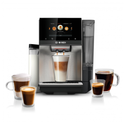 Máquina de Café Expresso Automática com 36 Variedades de Café e Aquecedor de Xícaras, 110V, Bosch TQU60703 800 Series, Preto e Prata