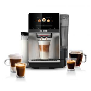 Máquina de Café Expresso Automática com 36 Variedades de Café e Aquecedor de Xícaras, 110V, Bosch TQU60703 800 Series, Preto e Prata