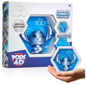 Brinquedo Stitch PODS 4D Colecionável, Tema Aniversário de 100 Anos da Disney para Colecionadores, Crianças e Adultos, WOW! PODS, Azul