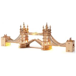 Quebra Cabeças 3D Arquitetura Ponte da Torre de Londres para Crianças e Adultos, 113 Peças, ROLIFE, Marrom