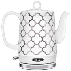 Chaleira Elétrica, Cerâmica, 1,2L, com Detalhes, 110v, BELLA 14522, Branco