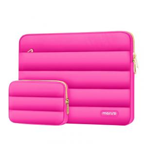 MOSISO 15-15,6" Capa Puff para Laptop com Bolsa Adicional, Compatível com MacBook Pro 16, HP, Dell, ASUS, Acer, Lenovo, Vermelho Rosado