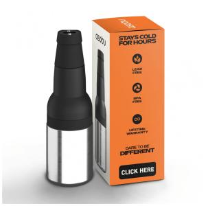 Cooler Portátil para Garrafas de cerveja com Isolamento Duplo, Aço Inox, ASOBU Frosty Beer, Prateado