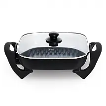 Frigideira Elétrica COOK WITH COLOR 30 cm x 30 cm, Revestimento Cerâmico Antiaderente Livre de Substâncias Tóxicas, 1400W, Tampa de Vidro
