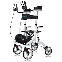 Andador Adulto Idoso com Apoio de Braço, Assento Acolchoado e Cesto, Suporta até 136 kg, ELENKER, Branco