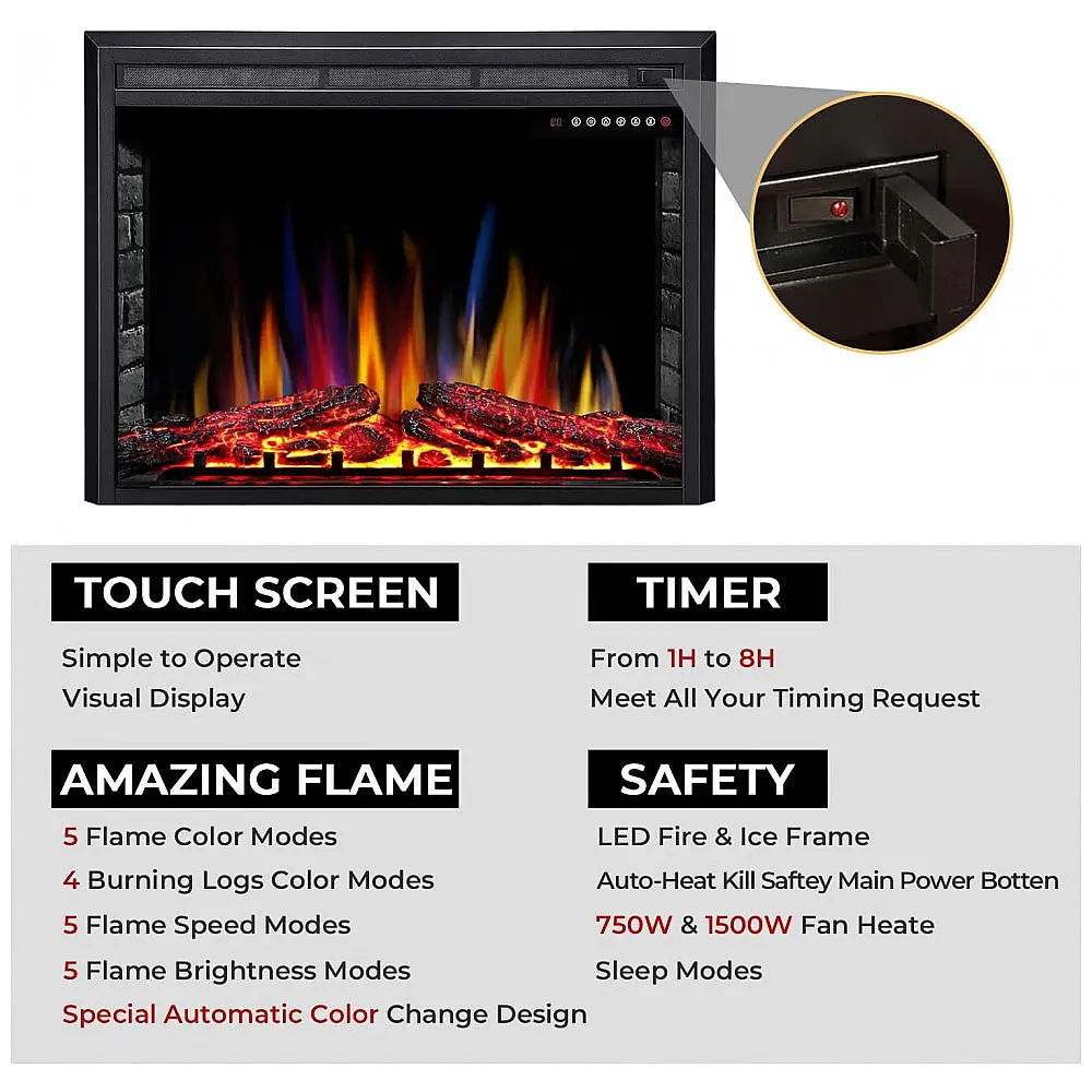 Lareira Elétrica Electactic 91x69cm 1500W Touch LED Embutir 110V — foto 2