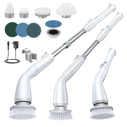 Vassoura Elétrica Rotativa 360 sem Fio com Cabo Flexível e 4 Acessórios, 110v, LABIGO KS 2619, Branco