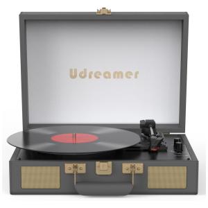 Udreamer Vitrola Toca Discos com Alto Falante Bluetooth USB Maleta Portátil