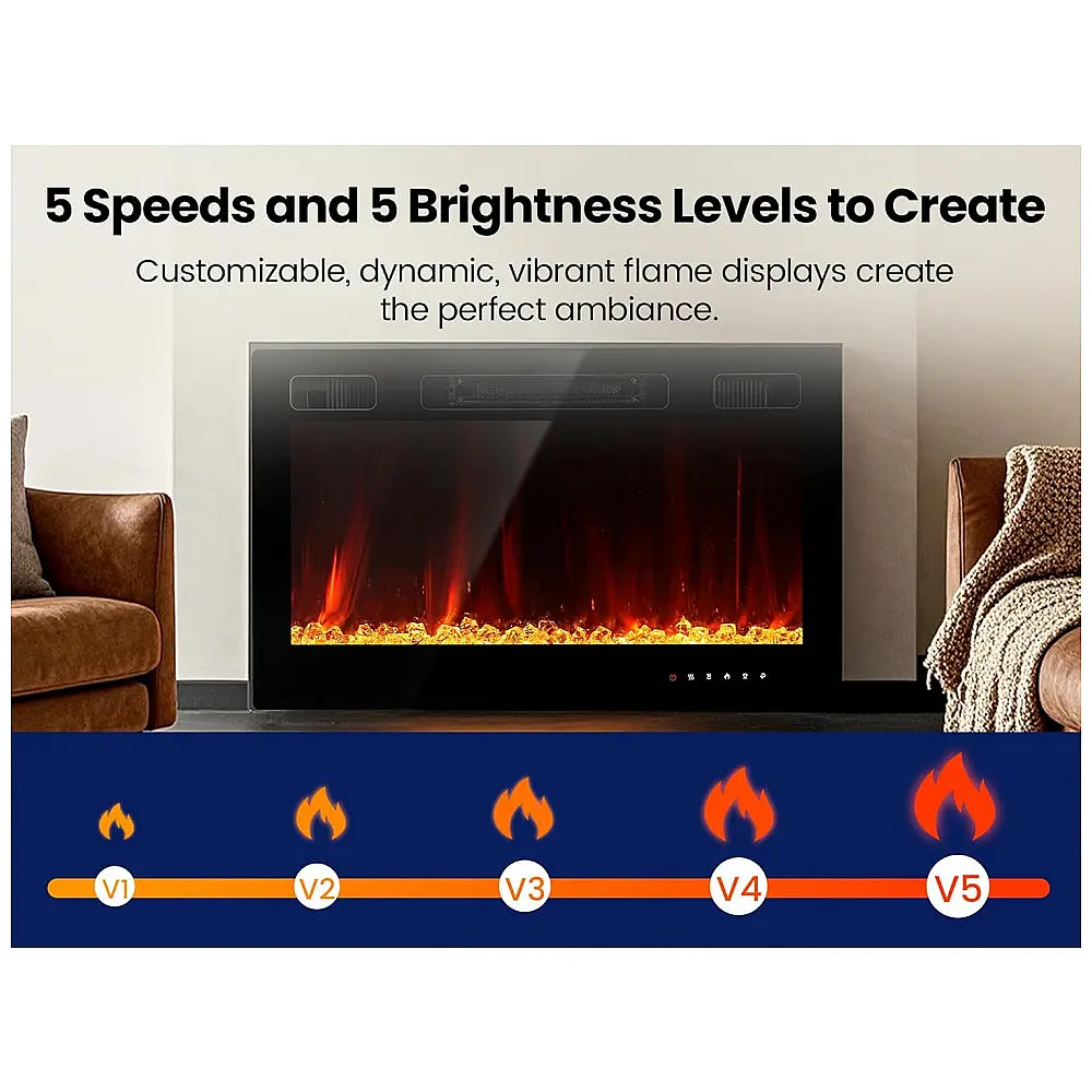 Lareira Elétrica RealSmart 91x47cm 1500W Chamas LED 12 Cores Embutir 110V — foto 2
