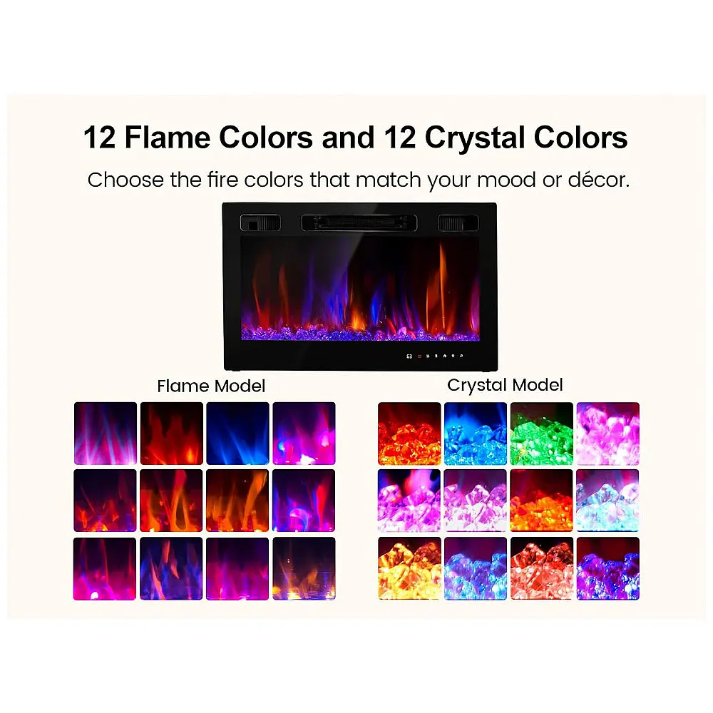 Lareira Elétrica RealSmart 91x47cm 1500W Chamas LED 12 Cores Embutir 110V — foto 3
