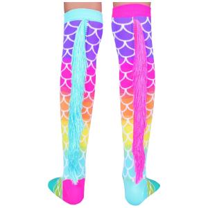 Meias de Sereia, Meias Largas Deslumbrantes com Franjas Azuis e Rosas 3-5T Multi