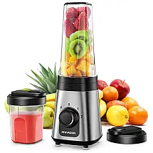 Liquidificador Pessoal Portátil com 2 Copos de 600, 300mL, 3 Velocidades, 300W, SHARDOR, Prateado