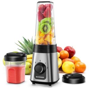 Liquidificador Pessoal Portátil com 2 Copos de 600, 300mL, 3 Velocidades, 300W, SHARDOR, Prateado