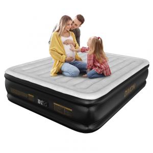 Colchão de Ar DIVON Queen com Bomba Interna, Colchão Inflável com Padrão de Ondas em 76 cm, 46 cm de Altura, Colchão de Ar de Luxo para Casa