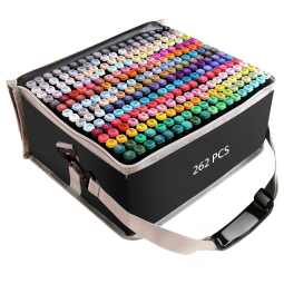 Conjunto de Canetas Artisticas 262 Cores á Base de Álcool e Ponta Dupla Perfeito para Crianças, Estudantes e Adultos, ZECHOMA