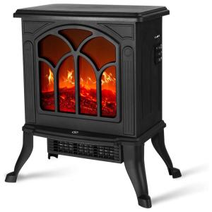 Lareira Elétrica com Chamas 3D Ajustável, 110v, VIZTY, Preto