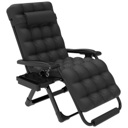 Cadeira Reclinável Ajustável Gravidade Zero com Mesa Lateral, Apoio para os Pés e Almofada Removível, Slendor, Preta