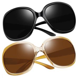 Óculos de Sol Feminino Polarizados com Proteção UV, Joopin D01, 2 Unidades, Preto e Marrom