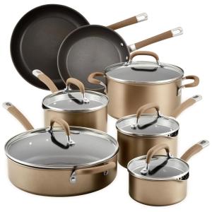 Conjunto de Panelas e Frigideiras Antiaderentes Anodizadas, 13 Peças, Dourada, CIRCULON 0051153892950, Dourado