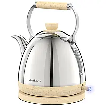 Chaleira Elétrica 1,7L com Indicador de Água, Filtro Removível, Luz LED e Desligamento Automático, 1500W, Anfilank, Prata