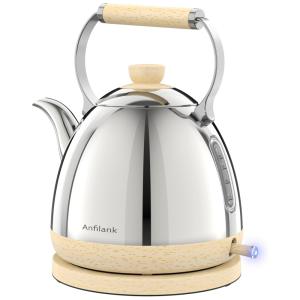 Chaleira Elétrica 1,7L com Indicador de Água, Filtro Removível, Luz LED e Desligamento Automático, 1500W, Anfilank, Prata