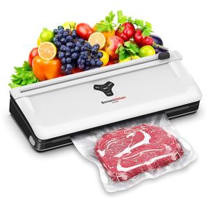 Seladora a Vácuo Bonsenkitchen, Automática, Kit Inicial, Secos, Úmidos, Branco, Preto 110V