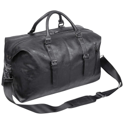 Oversized Bolsa de Viagem Masculina Clássica de Couro , Preta