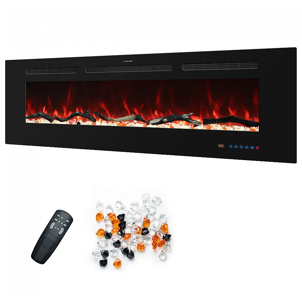 Lareira Elétrica Kentsky 127x45cm 1500W Multicolor LED Touch Embutir 110V