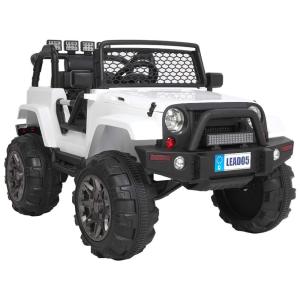 VALUE BOX Carro, Carrinho Elétrico Infantil a Bateria 12V 1 Assento com 3 Velocidades Luz LED e Suspensão de Mola, Branco