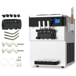 Máquina de Sorvete Soft Comercial XPW Inox 3 Sabores 2x6L Alta Produção 2450W 110V