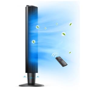 Ventilador de Torre com 5 Velocidades, Controle Remoto, Modo Sono, 110V 45W, Mirdred, Preto