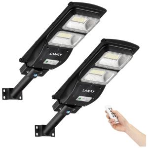 LANGY Luminária Solar Externa 6000 Lúmens com Sensor de Movimento, 2 Unidades