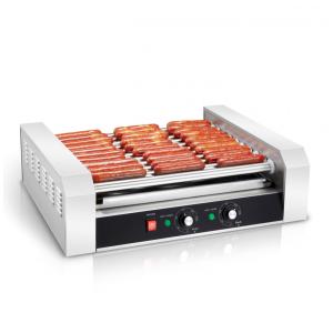 Máquina de Assar Salsichas SYBO, 30 Salsichas 11 Rolos de Grade com Bandeja de Gotejamento em Aço Inoxidável Removível, 1430W