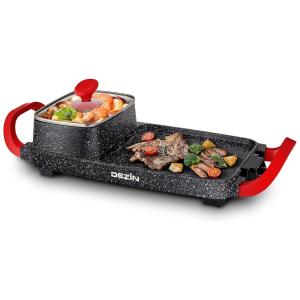 Churrasqueira Elétrica Portátil, com Antiaderente, 1500W, 110v, DEZIN DZ980, Preto