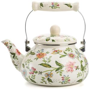Chaleira de Chá 2.6L com Apito, Aço Inoxidável, Branca, JUCOAN J EnamelKettle 2.5L green, Prateado