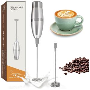Espumador Elétrico de Leite em Aço Inoxidável a Bateria, KORCCI, Prateado