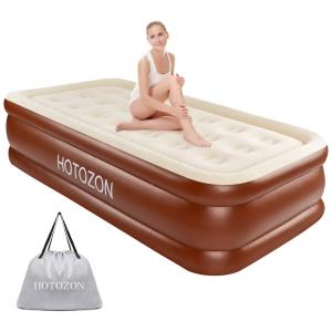 Colchão Inflável Solteiro com Bomba Embutida, Para até 150KG, HOTOZON, Dourado
