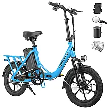 Bicicleta Elétrica Dobrável Hoverfly Azul 500W, 25 km/h, 45 km Autonomia, Rodas 40 cm, Suspensão Dupla, Freios a Disco