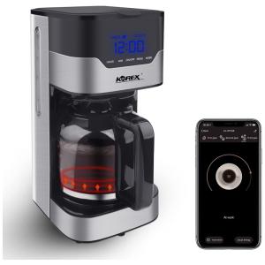 Cafeteira Elétrica Programável com Tela LCD, Conexão APP e Antigotejamento, 900W, 110v, KOREX, Preto