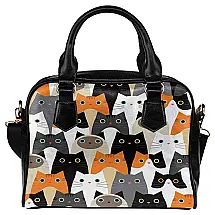 InterestPrint Bolsa Femina de Ombro e Mão com Estampa de Gatinhos, Preta
