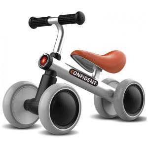 Bicicleta sem Pedal Infantil com 4 Rodas para Crianças de 1 a 4 Anos, WDMIYA, Cinza