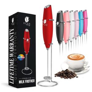 Espumador de Leite Elétrico Bean Envy Leve e Portátil com Bateria e 3 Velocidades, Vermelho