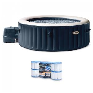 Spa Inflável Hidromassagem para 4 Pessoas com 6 Substituições de Filtro, Intex 28429EP, Azul