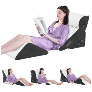 Conjunto de 4 Travesseiros Ortopédicos em Cunha para Alívio de Dor, Refluxo Ácido e Pós-Cirurgia, MOLPHIT, Branco