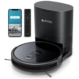 Aspirador de Pó Robô Ecozy com Conexão via APP WI FI, Sucção de 3.000Pa e Auto Esvaziamento, 110V, Preto