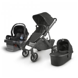 Conjunto Carrinho de Bebê com Berço Portátil e Cadeira para Carro, UPPAbaby Vista V2, Preto
