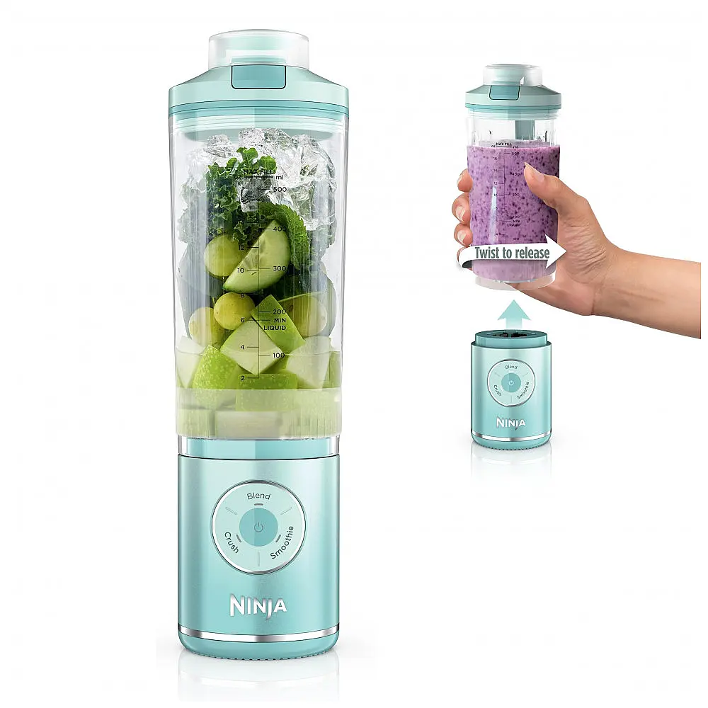 Liquidificador Portátil sem Fio 500mL com 3 Programas, À prova de Vazamento, 110V, Ninja Blast Max, BC251MT, Verde Marinho