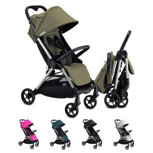 Carrinho de Bebê Dobrável Leve e Prático com Barra de Proteção, Capa de Chuva e Cesto de Armazenamento Grande, Colugo, Verde