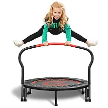 Cama Elastica Infantil com Corrimão Ajustável para até 70 kg, PELPO Kids F 36B, Preto